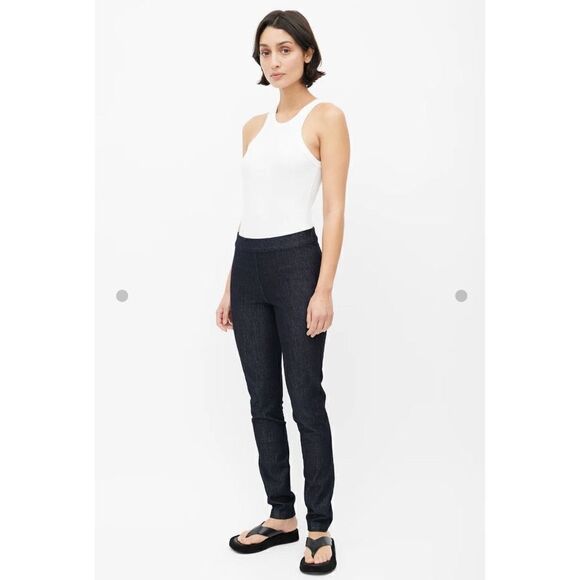 The Row Blue Denim Slim Trouser Pants Cotton Elastic Waist Women’s Size XS - Picture 1 of 15